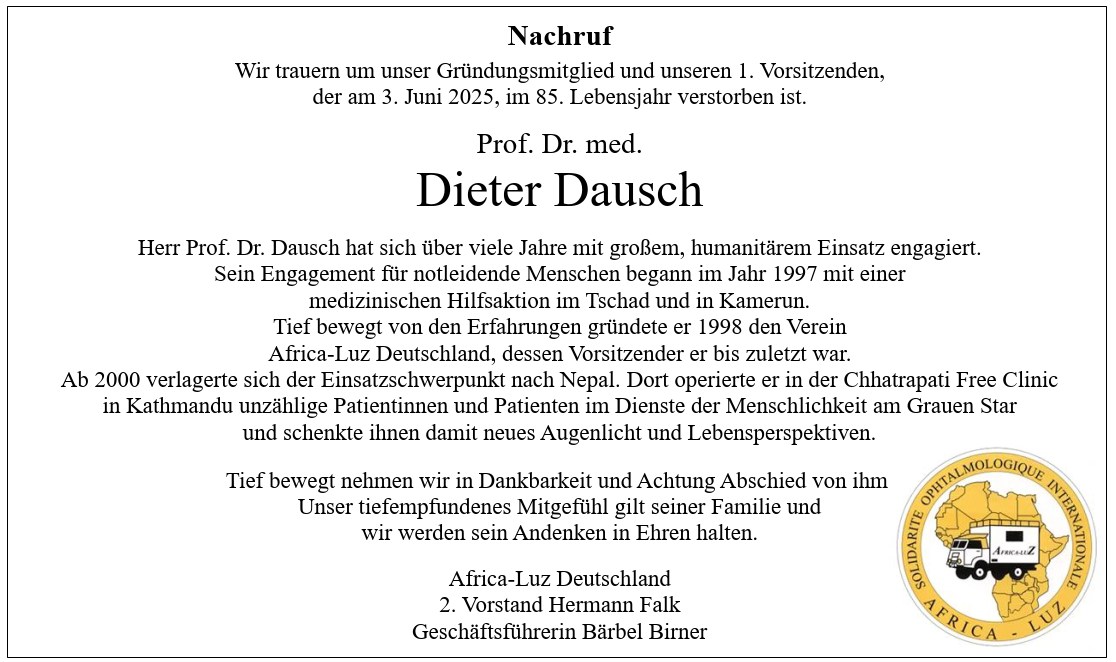 Wir trauern um Prof. Prof. Dr. med. Dieter Dausch † 03.06.2025